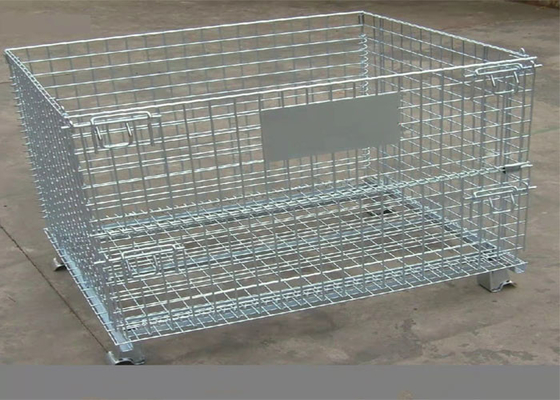 Logística dobrável branca de prata de Mesh Cage Electrostatic Spraying Turnover do fio de 6,4 milímetros expressa