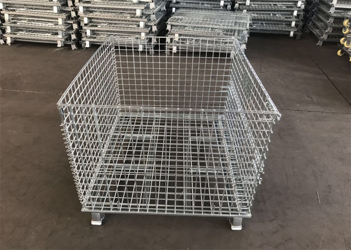 Gaiola galvanizada da pálete do metal da caixa de armazenamento 6.4mm com pés/quadro dobrável do fio